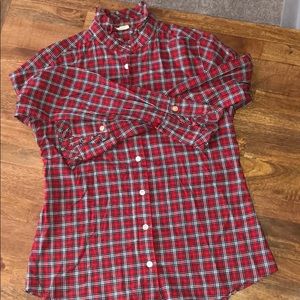 J.Crew womens plaid button down w/ruffled collar